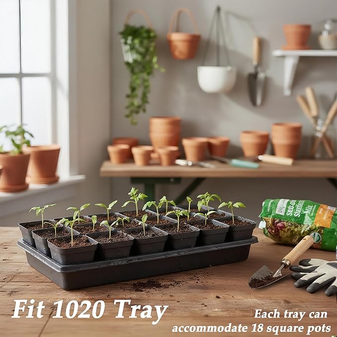 BTPLASTIK Small Plant Pots 3.5 Inch, 120 Pcs Nursery Pots with Drainage Holes, Durable Plastic Succulents Pots for Seedlings, Cuttings (Black)