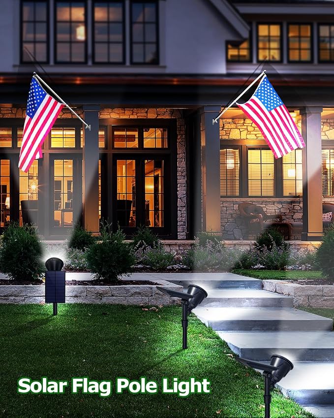 Solar Spot Lights Outdoor Waterproof, 18 LED 2 Mode Brightness Solar Spotlights Dusk to Dawn Landscape Lighting Flag Pole Lights for Garden Yard Tree Pool Sign Pathway, 4pack(Cool White)