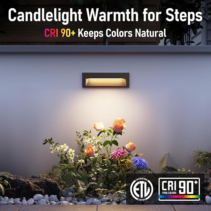 LEONLITE 10.6 Inch 5CCT LED Low Voltage Step Lights, 12–24V AC/DC 6W Surface Mount Ultra-Slim Landscape Stair Lights, IP65 Aluminum Outdoor Lighting for Decks, Hardscapes, Oil Rubbed Bronze, Pack of 6