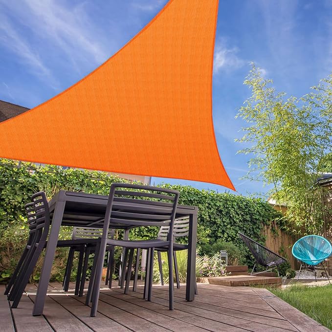E&K Sunrise 11' x 11' x 11' Sun Shade Sail Triangle Canopy Shade Cover UV Block for Patio Backyard Garden Outdoor (Orange)
