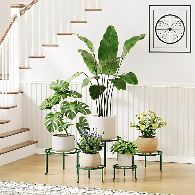 5-Pack Metal Plant Stand Indoor Outdoor Decoration Small Plant Holders for Home Flower Pot Holder Stand for Multiple Plants