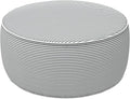 LVTXIII Indoor/Outdoor Inflatable Ottoman with Handle D21 x H9 Inch, Weather-Resistant Round Footstool Pouf for Patio Camping Living Room, Portable Footrest Extra Seating, Topanga Stripe Grey