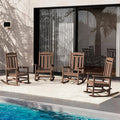 SERWALL Oversized Rocking Chair Set of 4 Outdoor, HDPE Outdoor Rocking Chair Set of 4, Coffee