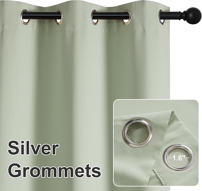 RYB HOME Outdoor Curtains for Patio Waterproof Block Sunlight Thermal Insulated Privacy Assured Thick Outside Curtains for Deck, Balcony, Pool, W52 x L63, Sage Green, 1 Panel