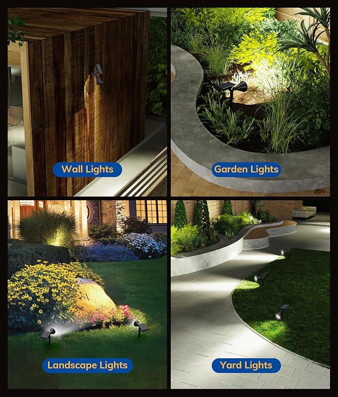 Solar Spot Lights for Outside, 21 LED Outdoor Solar Lights for Yard, 6 Pack Solar Spotlights Waterproof Auto On/Off for Landscape, Wall, Garden, Pool, Tree, Pathway and Driveway(White)
