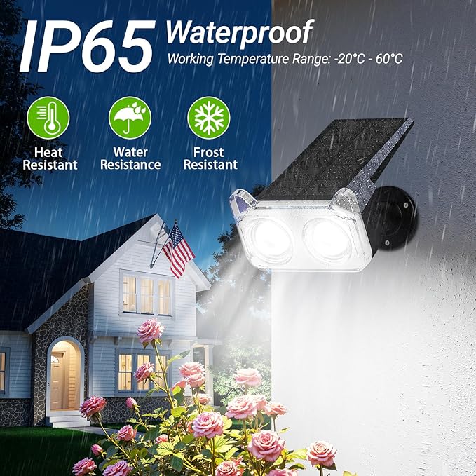 LETMY New Upgrade Solar Spot Lights Outdoor Waterproof with Bigger LED, 6 Pack Auto ON/Off Solar Lights Outdoor, 2-in-1 Wall Lights & 2 Modes Landscape Spotlights for Tree Yard Pathway Garden Decor