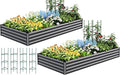 Quictent Galvanized Raised Garden Bed 8x4x1 Ft Metal Planter Box for Vegetables Bottomless for Backyard, 2 Tomato Cages Included, Dark Grey, 2PCS