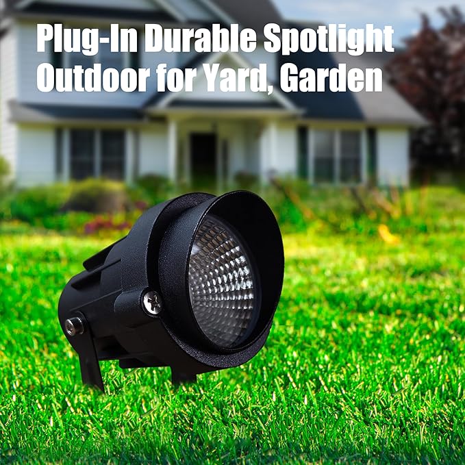 Color Spot Light Outdoor 2-Pack, 120V 12W Waterproof LED Landscape Spotlights, Plug-in Durable Spotlight Outdoor for Yard, Garden, Patio, Tree, House, Halloween, Christmas