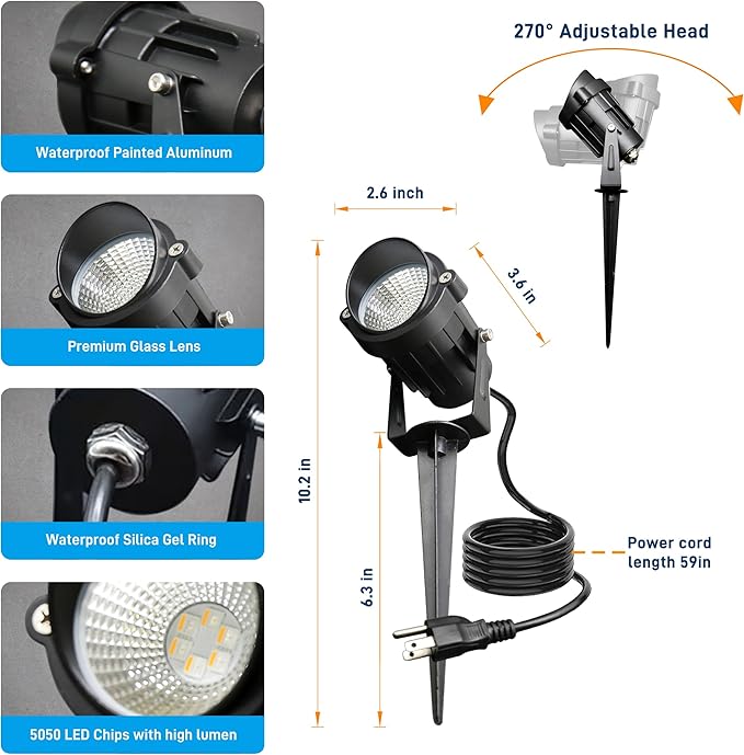 Halloween Christmas Outdoor Spotlights,12W RGBW Colors Changing Landscape Spotlight with Remote Control, IP65 Waterproof 110V LED Spotlight Indoor with US Plug for Yard Garden House (2Pack)