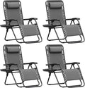 Homall Zero Gravity Chair Patio Folding Lawn Outdoor Lounge Gravity Camp Reclining Lounge Chair with Cup Holder Pillows for Poolside Backyard and Beach Set of 4 (Grey)