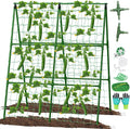 Cucumber Trellis for Raised Beds, 31 X 47 Inch Adjustable Size A-Frame Garden Trellis for Climbing Plant Outdoors with Climbing Net and Plant Support Clip for Vegetable Grape Tomato Garden Supplies