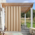 NICETOWN Outdoor Patio Curtain Windproof & Waterproof, Thermal Insulated Light Blocking Top & Bottom Grommets Drape, Windproof and Better Privacy for Porch, Biscotti Beige, W84 x L84, 1 Panel