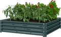 Outsunny Galvanized Raised Garden Bed, 4' x 4' x 1' Metal Planter Box, for Growing Vegetables, Flowers, Herbs, Succulents, Green