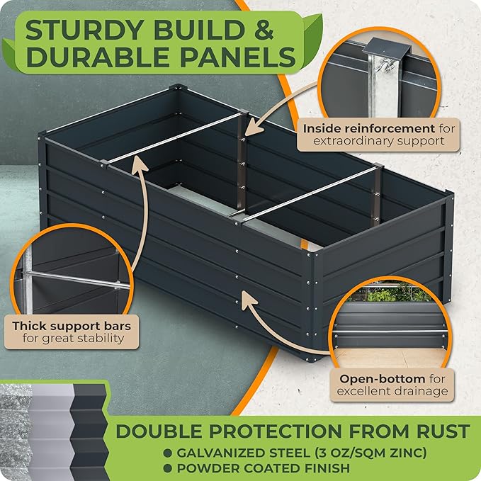 Modular Raised Garden Beds Kit - 6x3x2 Tall 13 in 1 DIY Custom Shapes Metal Raised Beds for Vegetables Flowers Patio Ground Planter Box - Galvanized Raised Garden Beds for Outdoor with Powder Coating