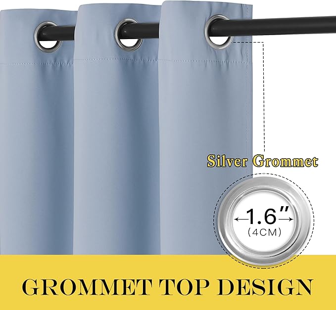 NICETOWN Room Divider Curtain 132 Inches Long, Wide Blackout Sliding Door Curtain for Bedroom, Room Darkening Privacy Window Curtain for Patio Door (1 Panel Set, Vintage Blue, 80 x 132 Inch)