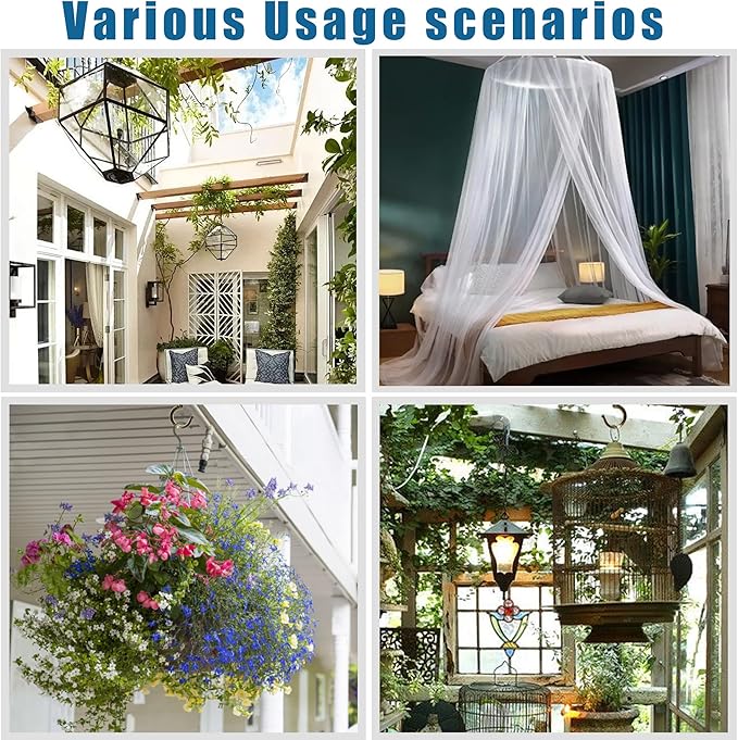 ONIKK Ceiling Hooks for Hanging Plants (2 PCS Gold), Heavy Duty Metal Plant Hooks, Screw in Hooks for Hanging Birdfeeders, Lamps, Planters, Indoor Outdoor Wall Baskets Hooks up to 33 lbs