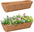 Riare 2 Pack 24 Inch Rectangle Coconut Liners for Planters, Natural Coconut Fiber Planter Liners, Window Box Liner Trough Coco Liner for Outdoor Flower, Garden Wall, Deck & Fence Planter Boxes