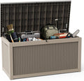DRATO 320 Gallon Deck Box, Outdoor Large Waterproof Resin Storage Box with Lockable Lid for Patio Cushions, Gardening Tools（Gray，320 Gallon）