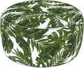LVTXIII Indoor/Outdoor Extra Large Inflatable Ottoman Pouf D31 x H14 Inch, Round Footstool with Handle, Weather-Resistant Portable Furniture for Patio, Camping, Beach, Palm Green