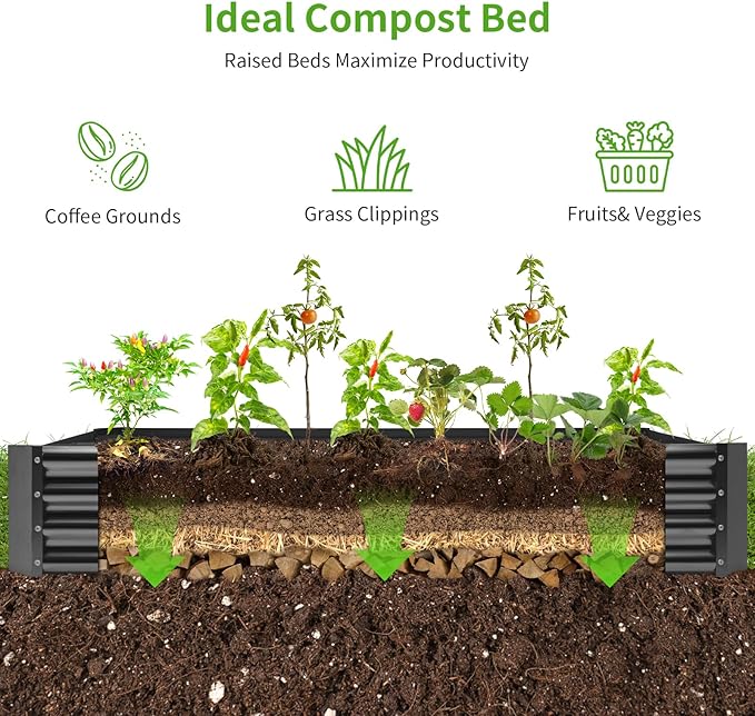 Land Guard 3 Pack 6×3×1ft Galvanized Metal Raised Garden Bed, Metal Planter Kit Box Outdoor for Deep-Rooted Vegetables, Flowers, Green and Herbs, Modern Grey