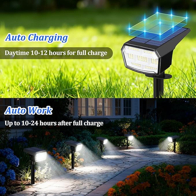 Sucolite 8-Pack Solar Spot Lights Outdoor Waterproof IP65, 3 Lighting Modes 2-in-1 Solar Landscape Spotlights for Yard, 59 LED Solar Powered Wall Lights for Garden Pathway Driveway Walkway, Cool White