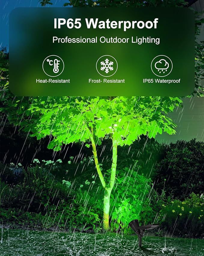 4 Pack Color Change Solar Spotlights Outdoor for Christmas Decorations, Tree, Snowman, Santa Claus, Elk Statue, Waterproof RGB Lanscape Spot Lights Uplighting for Outside House Wall, Yard, Garden