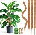 4 Pack 28 Inch Moss Pole Monstera Plant Support, Coir Moss Poles for Climbing Indoor Plants, Bendable Plant Stake Trellis for Potted Plant, Pothos, Philodendron