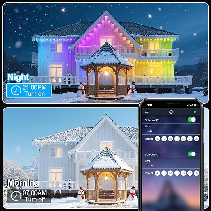 200FT Permanent Outdoor Lights for House Waterproof, IP67 LED Eave Lights with App/Remote Control, Outdoor Permanent led Lighting for House Roof Decor,Christmas,Party,All Holiday and Daily