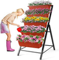 Homdox 3.74FT Vertical Garden Bed, 5 Tiers Raised Garden Planter, 23 * 26 * 45Inch Outdoor Stand with 4 Hooks for Vegetable Flower, Patio Yard, Brown