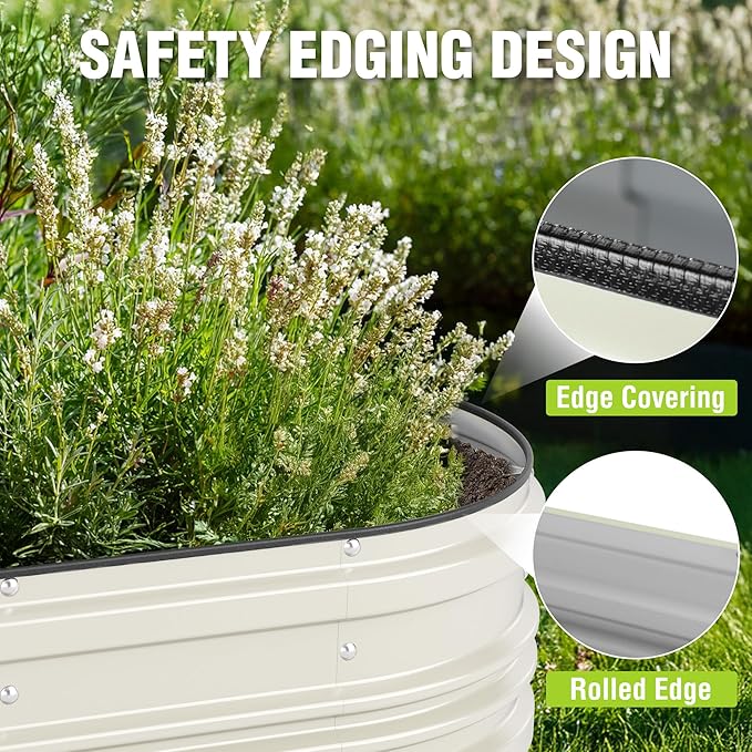 WORKPRO 2PK 4x2x1ft Outdoor Galvanized Raised Garden Bed Kit, Rust & Corrosion Protection, Easy Assembly, Safe Edge, Ideal for Vegetables & Flowers, White