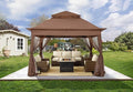COOSHADE 11x11 Pop Up Gazebo Tent Outdoor Canopy Patio Shelter with Mosquito Netting(Brown)