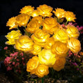 Solar Rose Lights Outdoor,2 Pack Waterproof Color Changing LED Flower Lights, with 12 LED Flowers, Solar Powered Garden Stakes for Yard, Patio, Artificial Floral Decorative Lighting, Yellow