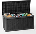 310 Gallon Lockable Outdoor Storage Box – Waterproof Resin Deck Box for Patio Furniture, Garden Tools, Pool Accessories (Black)