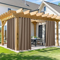 NICETOWN Outdoor Patio Curtain 95 inch Long, 66" Wide Gazebo Waterproof Outdoor Curtain for Deck, Summer Heat Reducing Drapes for Front Porch Pergola Garden Farmhouse, 1 Panel, Tan