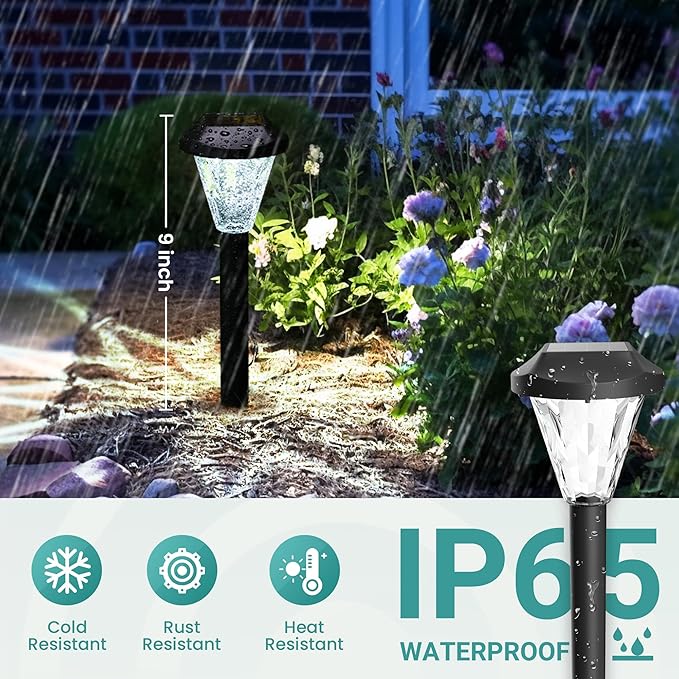 GIGALUMI 16 Pack Solar Lights Outdoor Waterproof, Outdoor Solar Lights for Yard, Solar Garden Lights, Yard Decorations Outdoor for Pathway, Patio, Garden, Driveway, Lawn, and Landscape(Cold White)