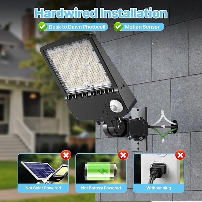 LED Parking Lot Light 150W - Motion Sensor Outdoor Lights UL Listed - 5000K 22500lm Led Flood Security Light with Photocell - Wall Mount Commercial Street Area Light for Yard Barn Garage - 100-277V