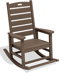 SERWALL Outdoor Rocking Chair, Oversized Rocking Chair with Footrest for Adults, HDPE All Weather Resistant Rocking Chairs for Patio, 350lbs Weight Capacity, Coffee