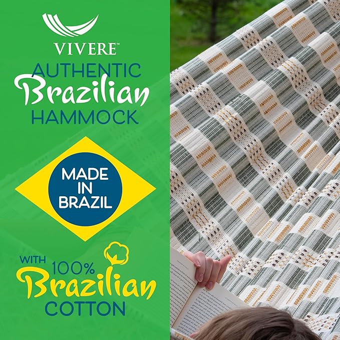 Vivere Authentic Brazilian Luxury Hammock - 450 lb Capacity (Honey Island)
