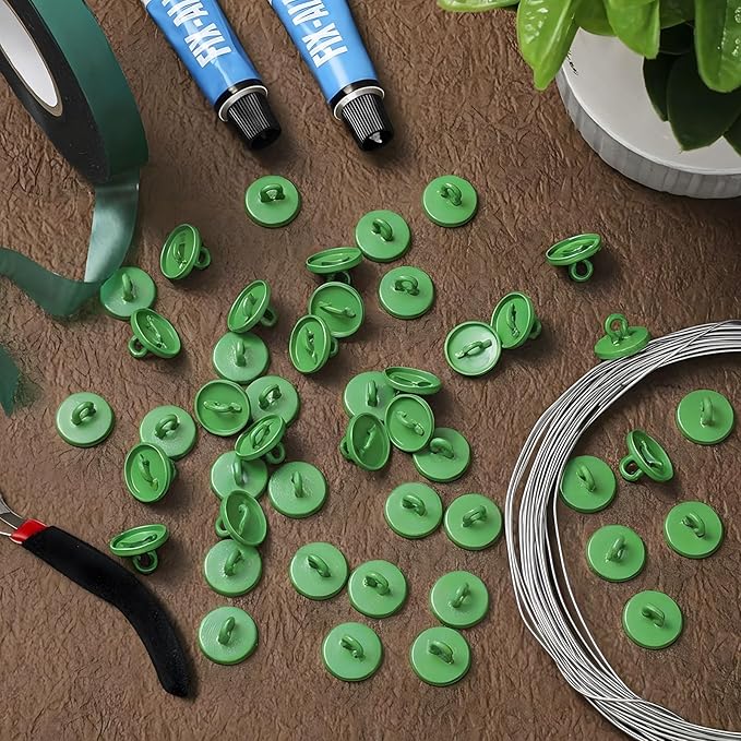 WILLBOND Plant Anchor Kit, 80 Pcs Vine Anchors 5 Pack Silicone Adhesive Sealant Garden Tie Tape Metal Wire Wire Cutters for Spring Trellis Vine and Stucco Brick Wall Climbing Plants Supplies(Green)