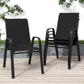 Patio Chairs Set of 4, Stackable Outdoor Dining Chairs for All Weather Textilene Fabric & Metal Frame, Outdoor Chairs Set for Backyard Deck Garden
