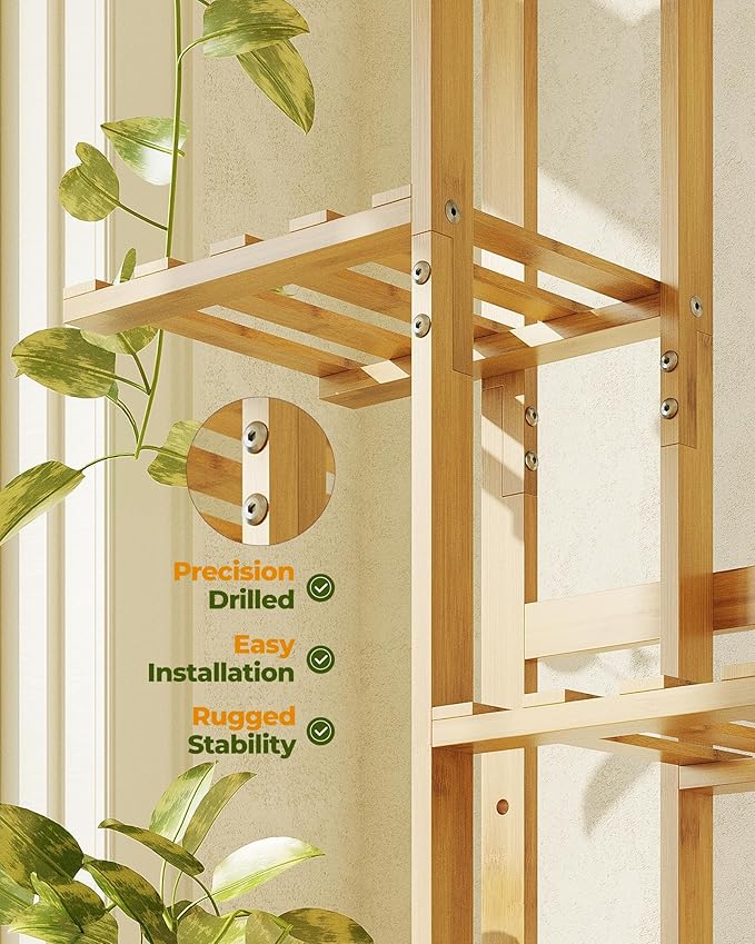 Bamworld Bamboo Plant Stand Indoor 5 Tiered Plant Shelf Outdoor Corner Plant Rack for Multiple Plants Flower Stand Plant Holder for Living Room Bedroom Balcony Patio Garden 43 Inch Natural