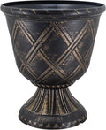 Arcadia Garden Products PL61GD Lattice Plastic Garden Urn, Classic Decorative Garden Pot Planter for Indoor and Outdoor Plants, Gold