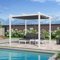 PURPLE LEAF 10' x 10' Outdoor Aluminum Pergola White Heavy-Duty Retractable Pergola Patio Metal with Double Sun Shade Canopy for Backyard Gardens Deck, Grey