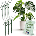 Stackable Plant Support Stakes, Indoor & Outdoor Houseplant Stem Support, Garden Accessories, Trellis Alternative for Climbing & Potted Plants - Monstera (Dark Green), 10 Pack, 17" L