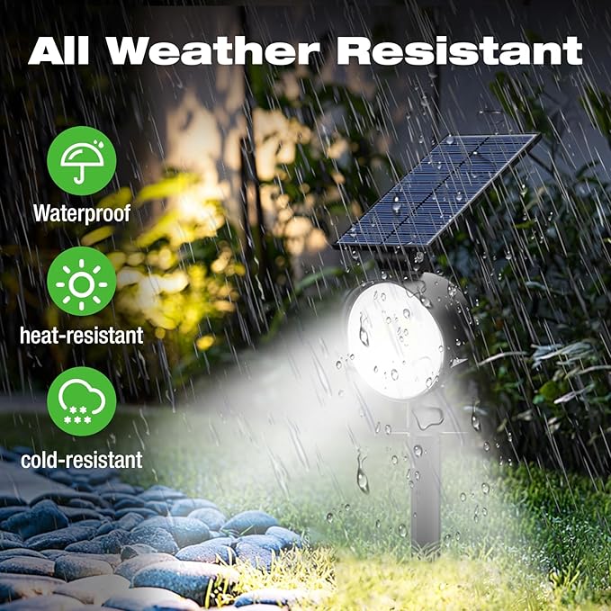 nipify 10 Pack Solar Spot Lights Outdoor Waterproof with 3 Modes, Solar Spotlight Light for Outside Yard Landscape Lighting Pathway Lights Wall,Cool White