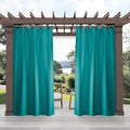 Exclusive Home Cabana Solid Indoor/Outdoor Light Filtering Hook-and-Loop Tab Top Curtain Panel Pair, Polyester, 96" L x 54" W, Teal