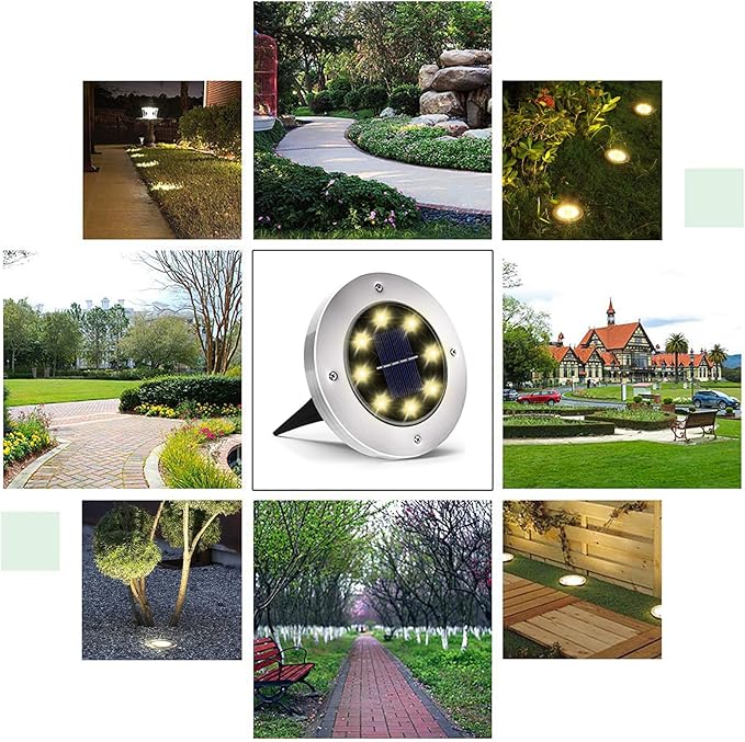 INCX 4.6 inch Solar Lights Outdoor Waterproof,16 Pack Solor Ground Light for Outside, Solar Garden Lights Landscape Lighting for Patio Pathway Lawn Yard Deck Driveway Walkway, Warm White