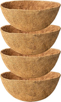 18 Inch 4 Pack Natural Coconut Fiber Liner for Hanging planters Round Coco Replacement Liners for Flower Basket Planter Large Coco Coir Pots for Outdoor Garden Plants