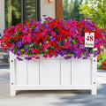 Alupssuc 48 Bundles Artificial Flowers for Outdoors Decoration, UV Resistant Silk Faux Daisy Flora Spring Fake Plastic Plants Greenery for Outside Indoor Yard Home Porch Window Box Decor, Mix 3 Colors
