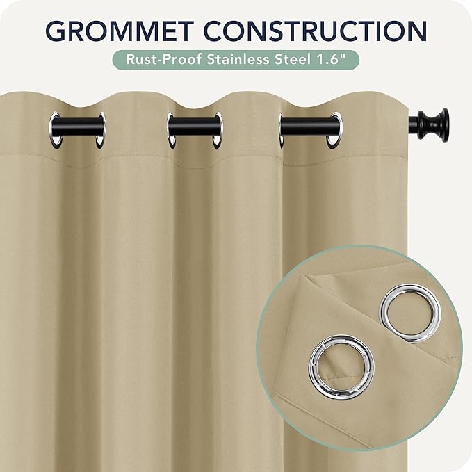 Outdoor Curtains for Patio Waterproof 6 Panels - Windproof, Privacy, Weatherproof Outside Drapes for Gazebo Pergola Porch, Grommet Top and Tab Bottom, 54x108 Inch, Cream